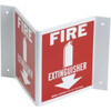 Brady V Fire Extinguisher Sign 5.5" H X 10" W  Plastic White On Red