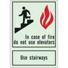 Brady 10 X 7" Glow In The Dark Self Sticking In Case Of Fire Do Not Use Sign