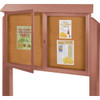 Enclosed Double Door Corkboard, Wall Mount, Cedar, 45" X 3'6"
