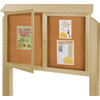 Enclosed Double Door Outdoor Corkboard, Post Mount, Sand, 45" X 3'6"