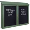 Enclosed Double Door Outdoor Letter Board, Post Mount, Green, 45"W X 36"H X 5-1/2"D