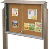 Enclosed Indoor Corkboard, Lockable Double Sliding Glass Enclosure, Sand, 45" X 36"
