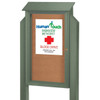 Enclosed Single Door Corkboard, Post Mount, Green, 26 X 42"