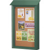 Enclosed Single Door Indoor Corkboard, Wall Mount, Woodland Green, 38 X 54"
