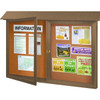 Enclosed Double Door Corkboard, Wall Mount, Weathered Wood, 45" X 3'6"