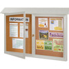 Enclosed Double Door Indoor Corkboard, Wall Mount, Light Gray, 45" X 3'