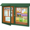 Enclosed Double Door Indoor Corkboard, Wall Mount, Woodland Green, 45" X 3'