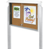 Enclosed Sliding Door Indoor Corkboard, White, 45" X 3'6"