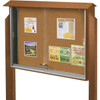 Enclosed Sliding Door Outdoor Corkboard, Wall Mount, Cedar, 45" X 3'