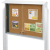 Enclosed Sliding Door Corkboard, Post Mount, White, 45" X 3'