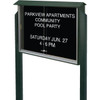 Enclosed Sliding Door Outdoor Letter Board, Post Mount, Green, 45" X 3'