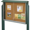 Enclosed Sliding Door Corkboard, Post Mount, Green, 52 X 40"