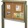 Enclosed Sliding Door Indoor Corkboard, Weathered Wood, 52 X 40"