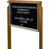 Enclosed Sliding Door Outdoor Letter Board, Post Mount, Cedar, 52 X 40"