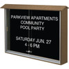 Enclosed Sliding Door Indoor Letter Board, Wall Mount, Weathered Wood, 45" X 3'