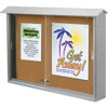 Enclosed Sliding Door Indoor Corkboard, Wall Mount, Light Gray, 52 X 40"