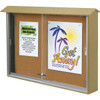 Enclosed Sliding Door Corkboard, Wall Mount, Sand, 52 X 40"