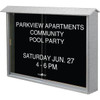 Enclosed Sliding Door Indoor Letter Board, Wall Mount, Light Gray, 45" X 3'6"