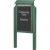 Enclosed Single Door Outdoor Letter Board, Lighted Post Mount, Green, 32 X 48"