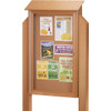 Enclosed Single Door Outdoor Corkboard, Lighted Post, Cedar, 26 X 42"