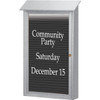 Enclosed Single Door Outdoor Letter Board, Lighted Post Mount, Gray, 26 X 42"