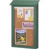 Enclosed Single Door Corkboard, Lighted Wall Mount, Woodland Green, 32 X 48"
