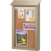 Enclosed Single Door Corkboard, Lighted Wall Mount, Weathered Wood, 32 X 48"
