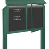 Enclosed Double Door Outdoor Letter Board, Lighted Post Mount, Green, 45" X 3'6"