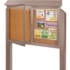 Enclosed Double Door Corkboard, Light Post, Weathered Wood, 45" X 3'