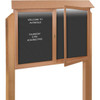 Enclosed Double Door Outdoor Letter Board, Lighted Post Mount, Cedar, 52 X 40"
