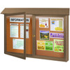 Enclosed Double Door Corkboard, Lighted Wall Mount, Weathered Wood, 52 X 40"