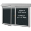 Enclosed Double Door Letter Board, Lighted Wall Mount, Light Gray, 45" X 3'6"