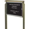 Enclosed Sliding Door Letter Board, Light Post, Weathered Wood, 52 X 40"