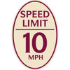 Speed Limit 10 Mph Oval Designer Sign, Burgundy On Ivory, 12 X 18