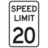 Speed Limit 20 Sign, High Intensity, 12 X 18