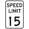 Speed Limit 15 Sign, Reflective, 12 X 18