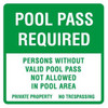 Pool Pass Required Sign, Non-Reflective, 18 X 18