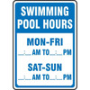 Accuform Safety Sign Swimming Pool Hours 10" X 7" Aluminum