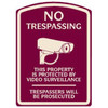 No Trespassing Designer Sign, Ivory On Burgundy, Non-Reflective, 16 X 22