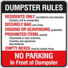 Dumpster Rules Sign, Aluminum, Reflective, 24 X 24"