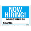 Hy-Ko Now Hiring Sign 9 X 13, Package Of 10