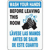 Emedco "Wash Your Hands Before Leaving This Room" Bilingual Sign, 10"Hx7"W