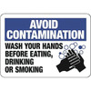 Emedco "Avoid Contamination" Industrial Plastic Hand Wash Sign, 10"H X 14"W