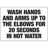 Emedco "Wash Hands In Hot Water" Industrial Food Safety Sign, 10"H X 14"W