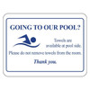 Hy-Ko Going To The Pool Towels At Pool Sign, Package Of 50