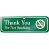 Thank You For Not Smoking Interior Sign, Green, 9 X 3