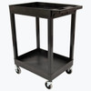 Luxor 24 X18 Plastic Utility Tub Cart,two Shelf-Black With Heavy Duty 5" Casters