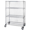 Quantum Storage Systems Wire 4-Shelf Cart With Enclosure Panels 24w X 36l X 69h Inch - Chrome