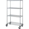 Quantum Storage Systems 4-Wire Shelf Mobile Cart 24w X 60l X 80h Inch - Chrome