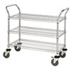 Quantum Storage Systems Chrome Wire Shelving Mobile Cart With 3 Shelves 18wx30lx37-1/2h